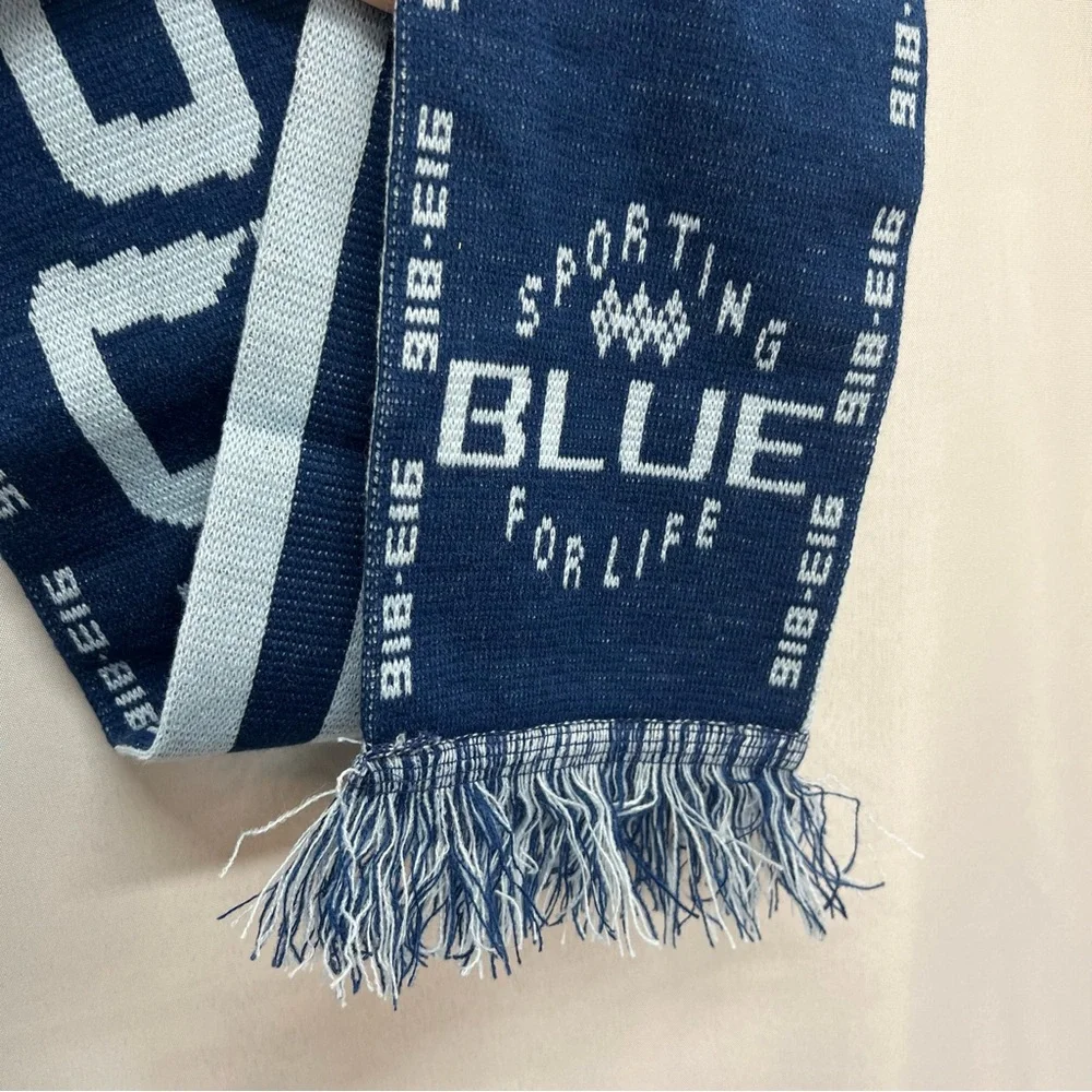 Sporting Kansas Scarf City Navy Light Blue Fringe Winter Warm KC Soccer Unisex